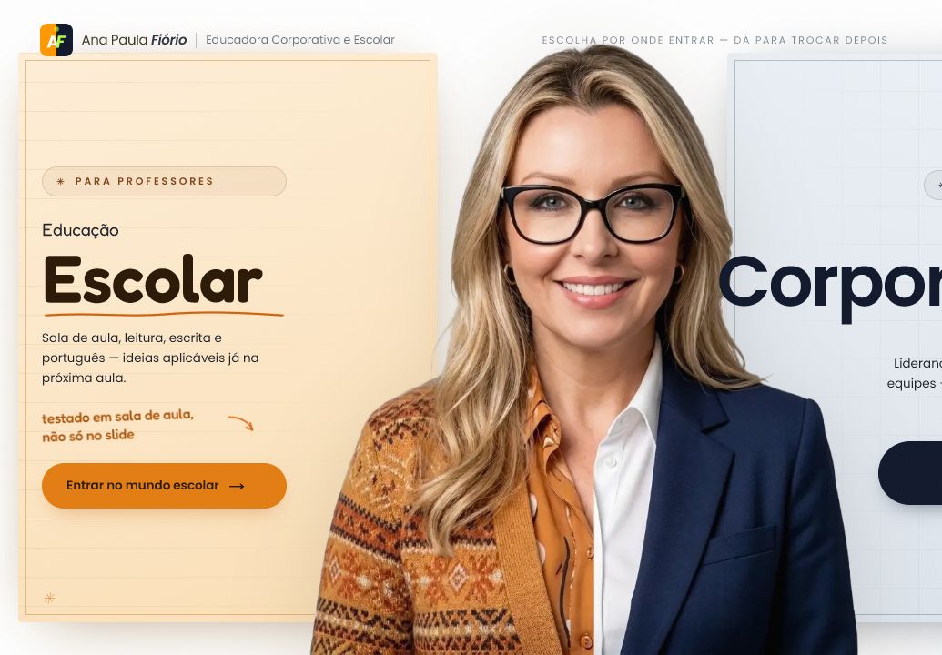 Portal Ana Fiório dividido entre educação escolar e corporativa